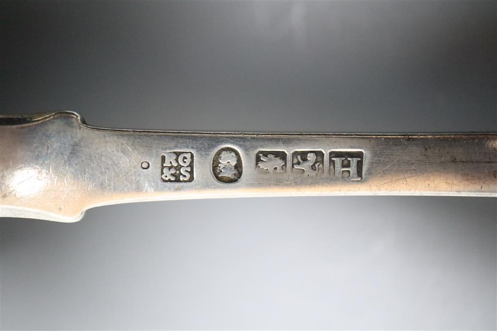 A George III Scottish pierced silver fish slice, Robert Gray & Son, Glasgow, 1826, 29.3cm, 4oz.